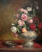 unknow artist Fanny Inama von Sternegg, Stillleben mit Rosen oil painting picture wholesale